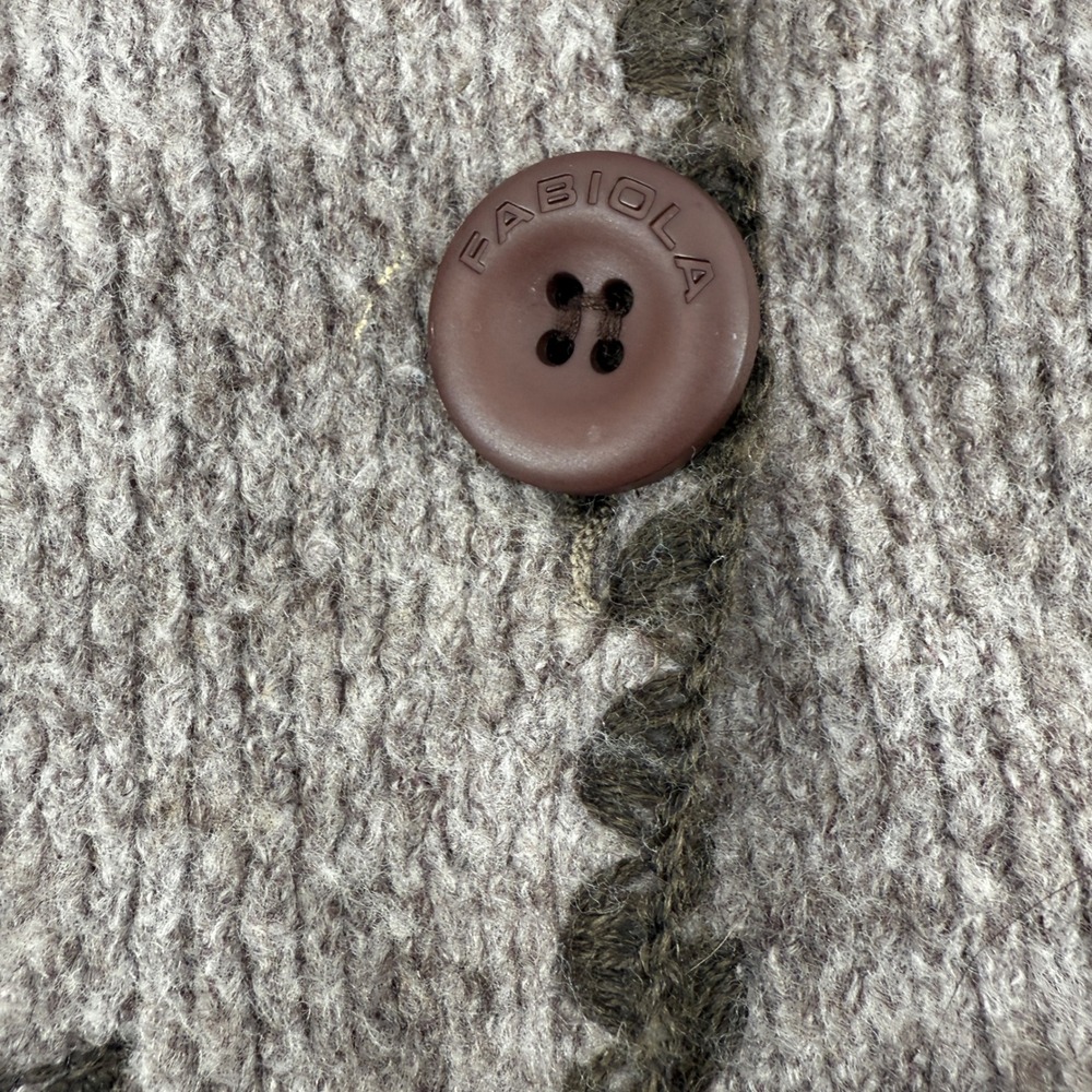 Fabiola Italy Brown Wool Blend Embroidered Button Front Cardigan Jacket‎ - Picture 9 of 10